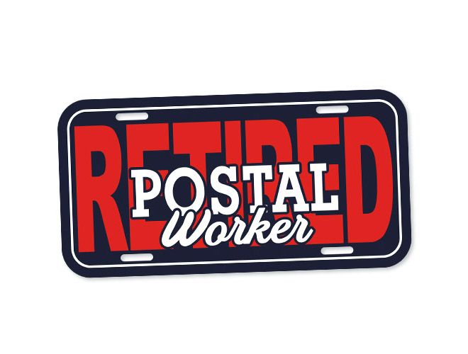 Photo of Retirement License Plate for Postal Workers and Rural Letter Carriers from Modern Process Company.