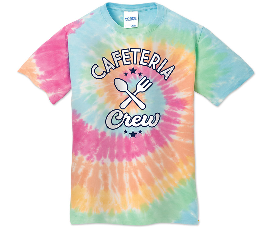 Photo of Tie-Dyed Tee for School Cafeteria.